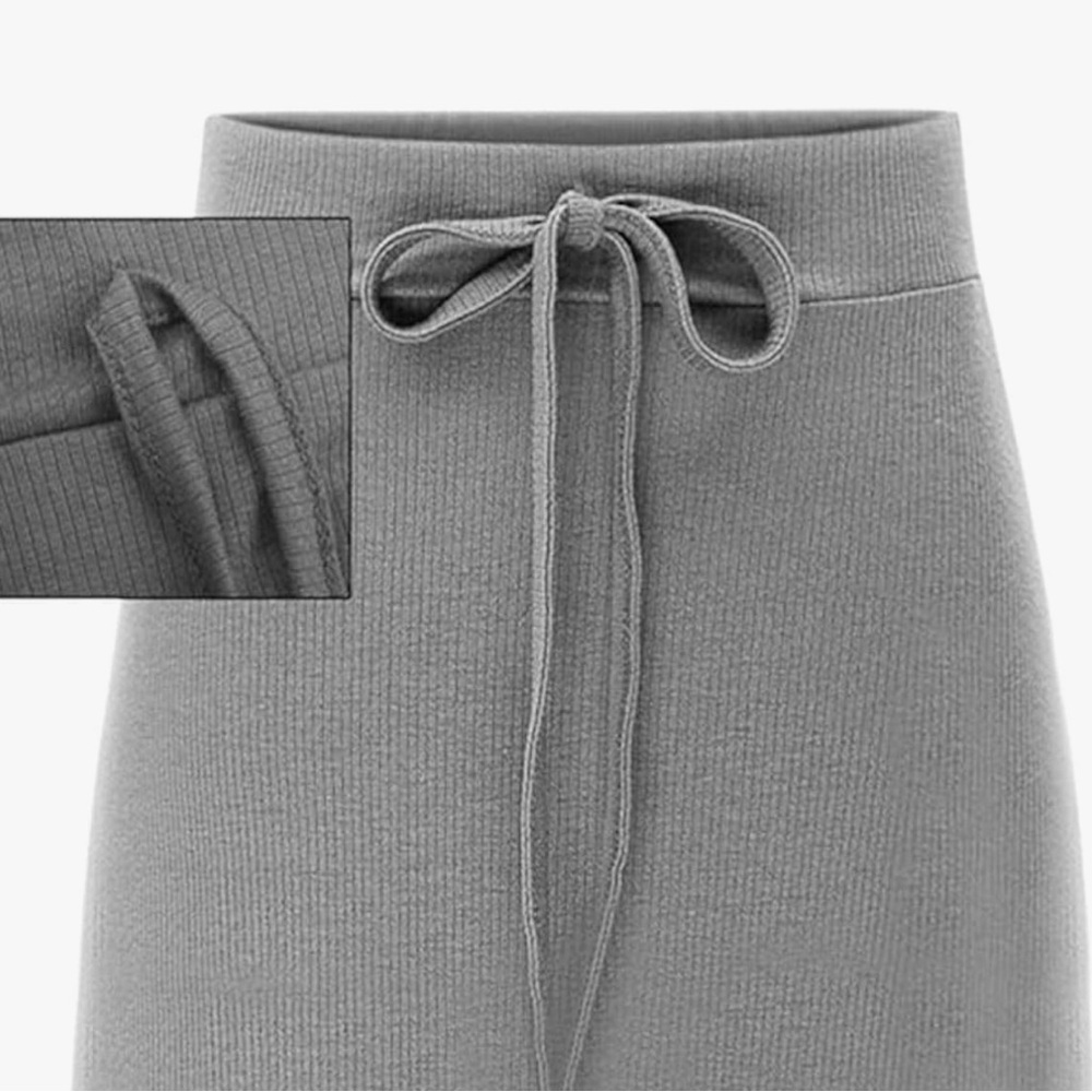 Gray Ribbed Knit Skirt - Picture 3 of 4